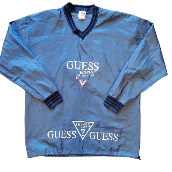 Vintage Guess Georges Marciano Blue Pullover Windbreaker Jacket XL - Picture 1 of 11